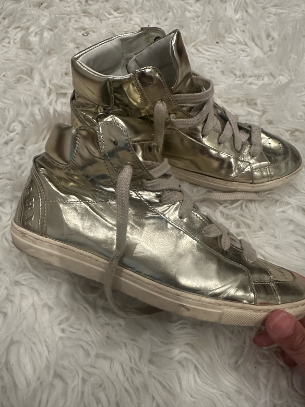 Burberry Metallic Gold High-Top Women's Sneakers
